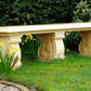 Classic stone bench with curved seat